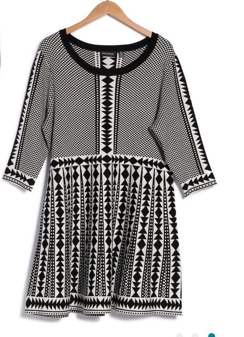 Nina Leonard Fit And Flare Sweater Dress Scoop neck