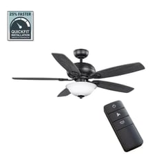 Hampton Bay Southwind II 52'' Indoor LED Matte Black Ceiling Fan with Light Kit