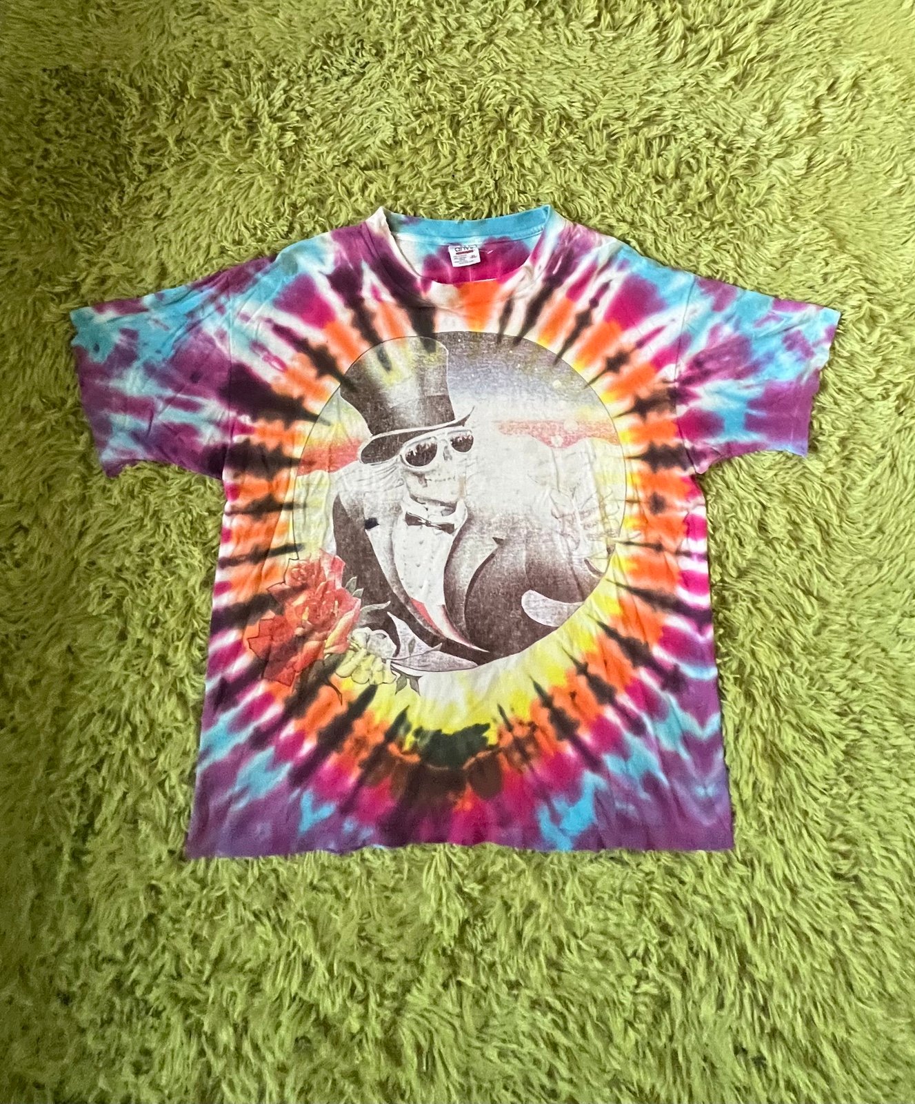 Vintage Greatful dead tie dye rose skeleton size XL in good condition