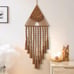 Macrame Woven Wall Hanging Dream Catcher Triangle Tassel Geometric Art Brown