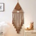 Macrame Woven Wall Hanging Dream Catcher Triangle Tassel Geometric Art Brown