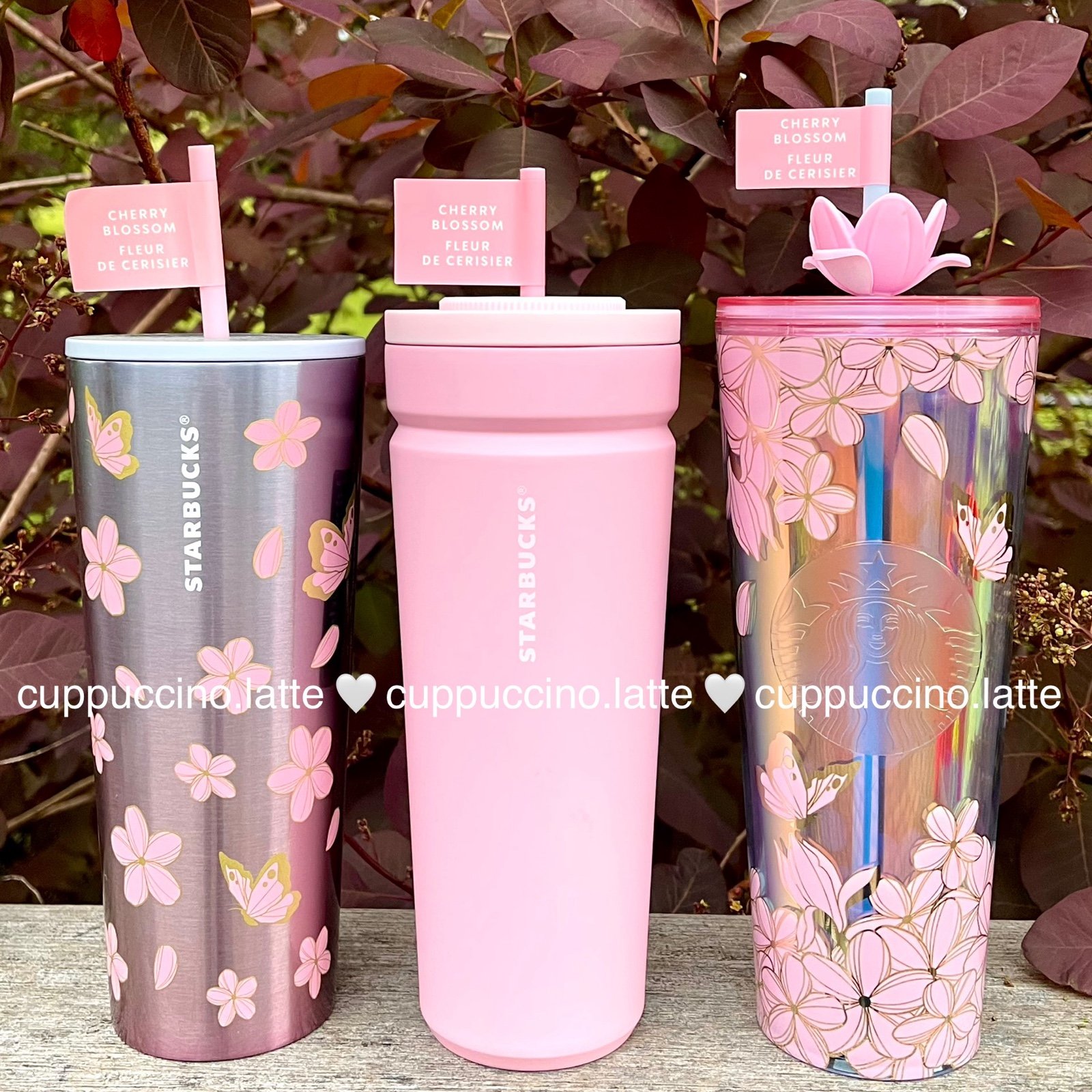 3 NWT Starbucks 2025 Pink Sakura Cherry Blossom Cold Cup Tumbler Bundle