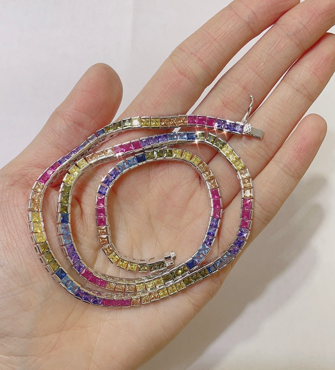925 Sterling Silver Rainbow Necklace