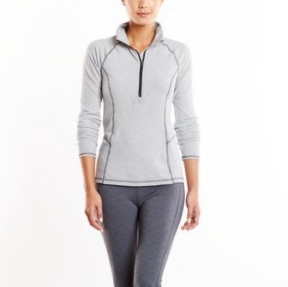 Lucy Active stripe halfzip mock neck Long Sleeve Top Large