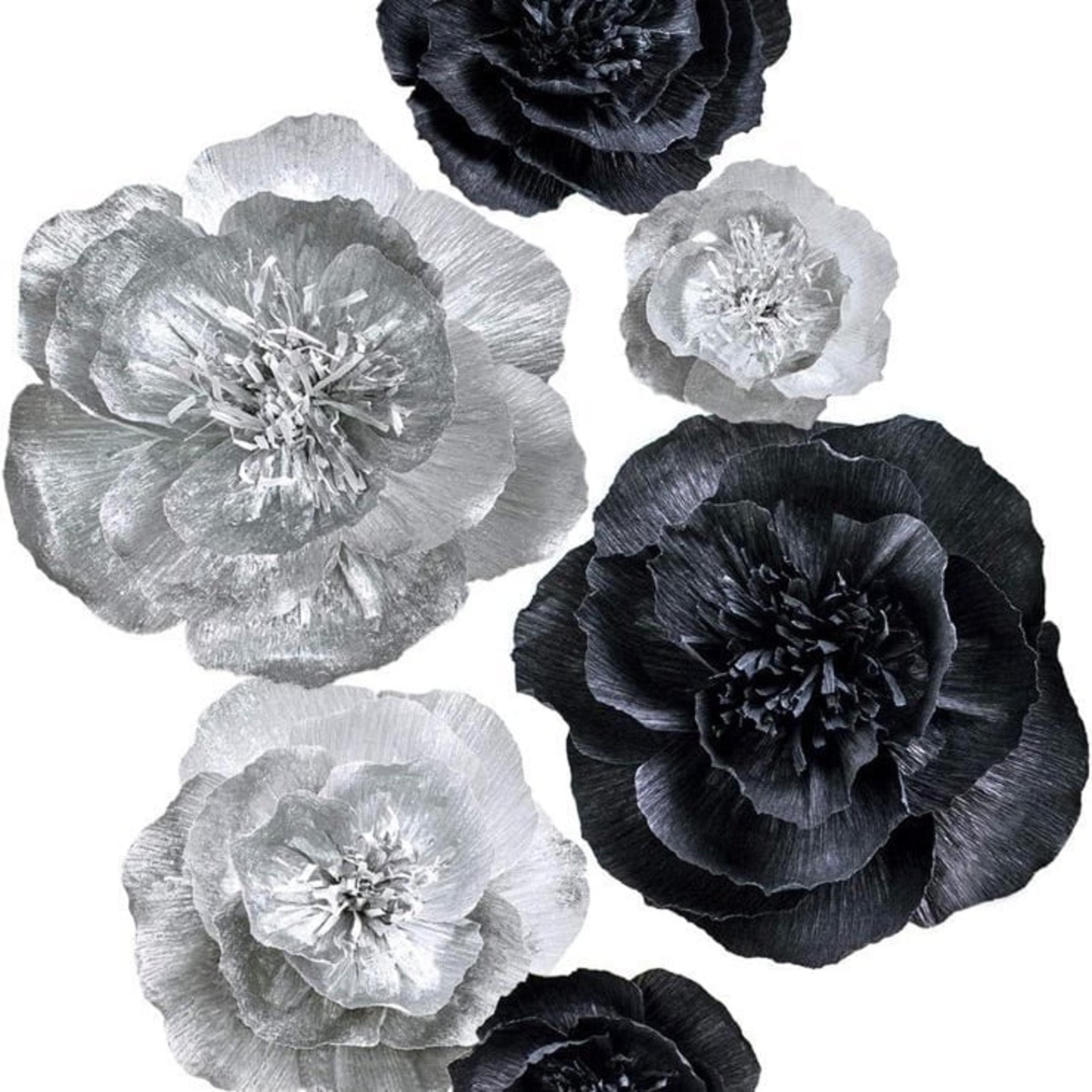 Letjolt Black Paper Flower Decorations for Wall Gothic Style Backdrop Wedding Bi