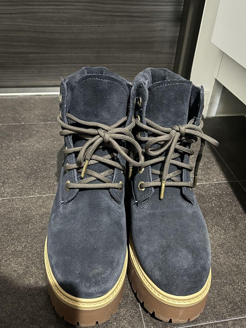 Navy Suede High Top Work Boots