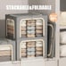 Foldable Storage Bin for Clothes, Clothing Storage Bins with Lid 3 Pcs Light Gre