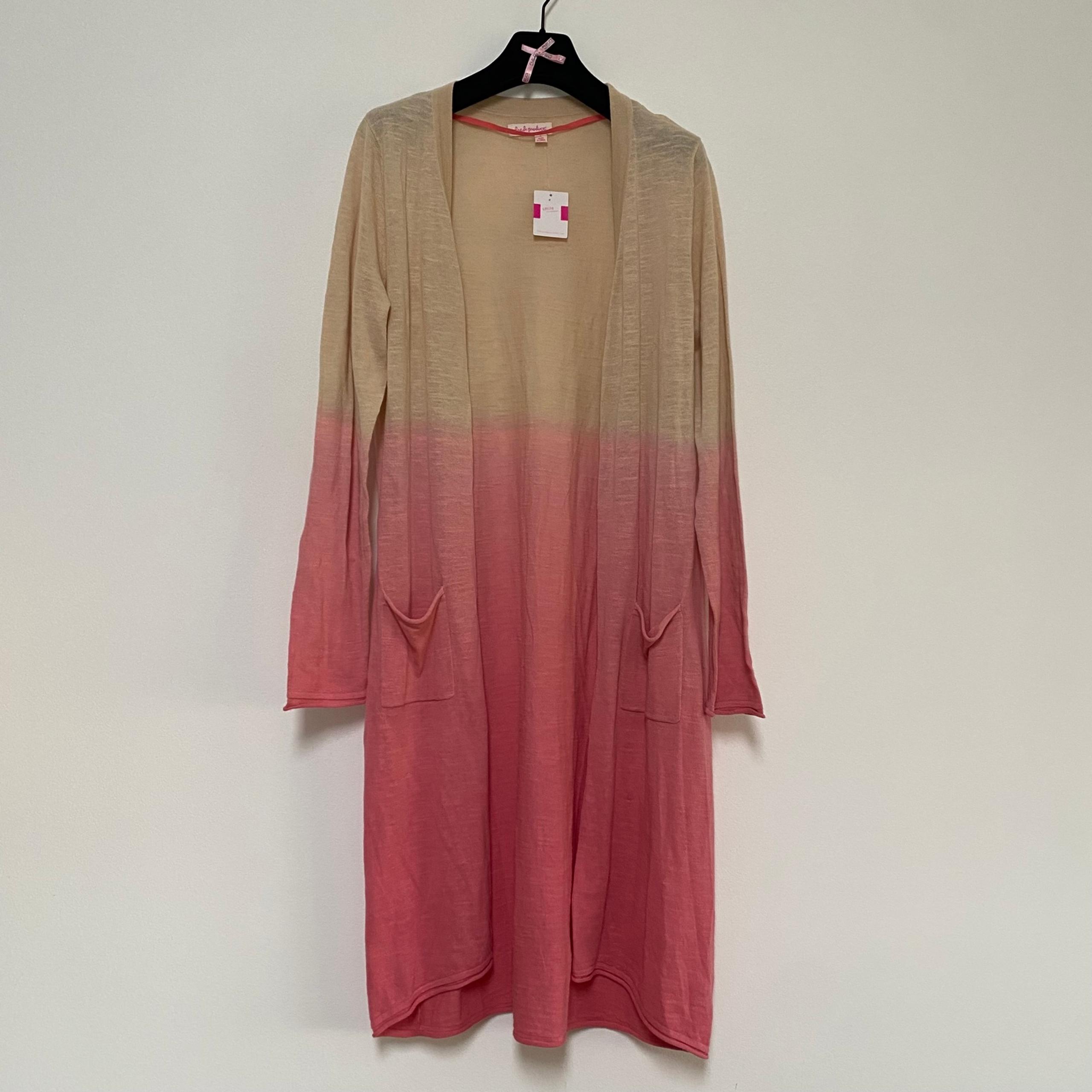 Fresh Produce Long Line Linen Cotton Ombre Sweater Cardigan L NWT