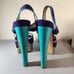 Brian Atwood Karin SkyHigh Platform Sandal Suede EU Sz 37.5 US 7 Purple Blue