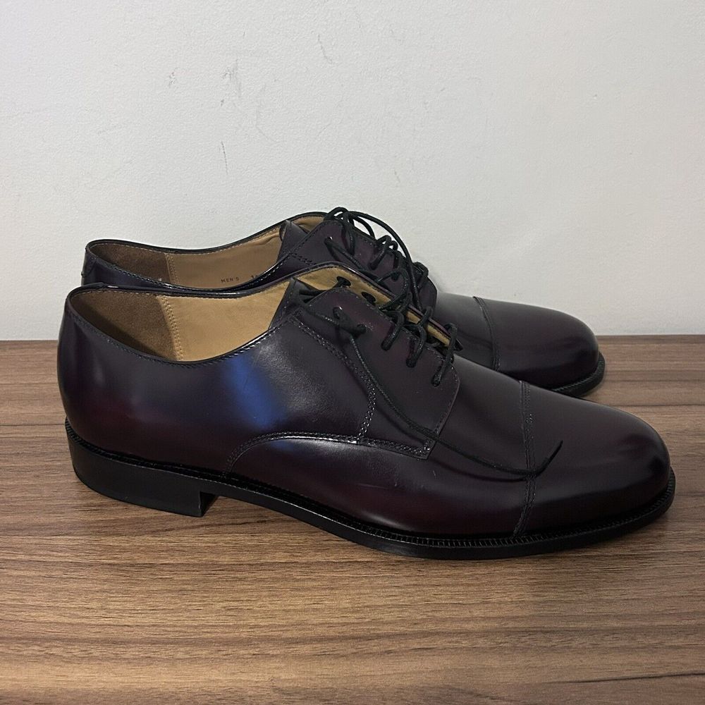 Cole Haan 08331 Burgundy Smooth Leather Cap Toe Lace Up Oxford Men's Size 10D