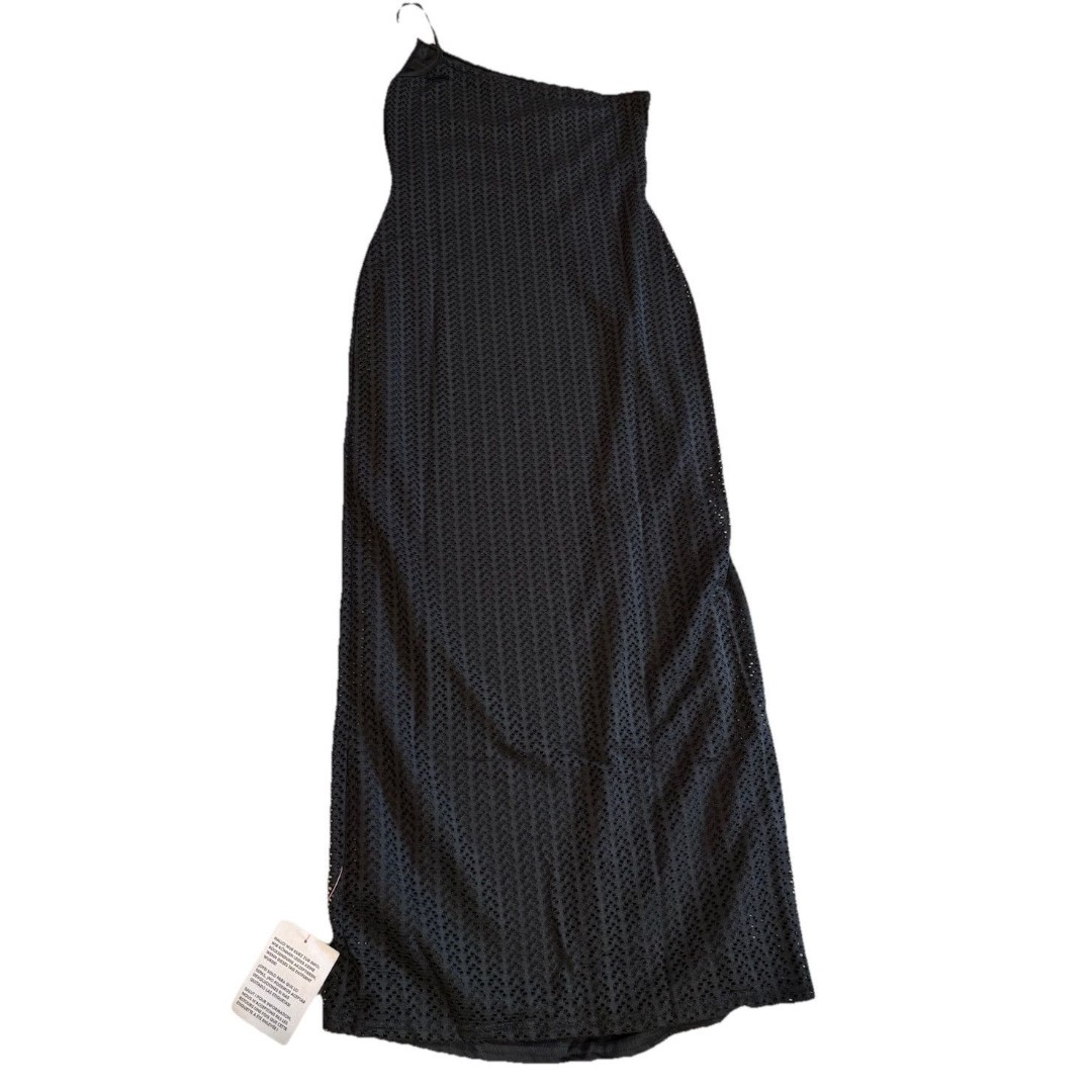 NEW Asos Design Dress Womens 6 Black One Shoulder Maxi Stretch Cut Out Lined