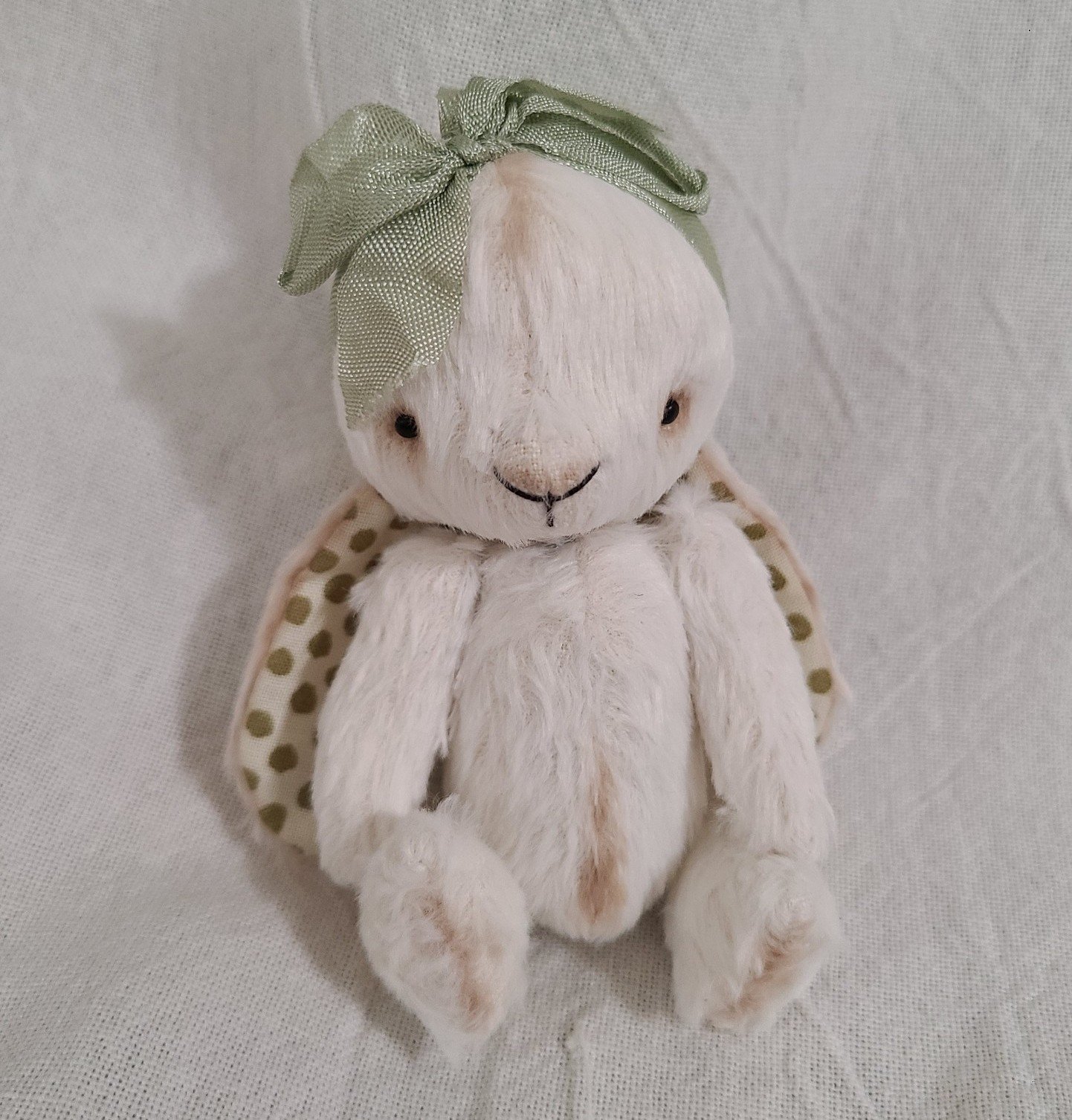 Artist hand-made Ooak Whimsical Vintage Style Tiny Teddy Bunny by lisaandolive