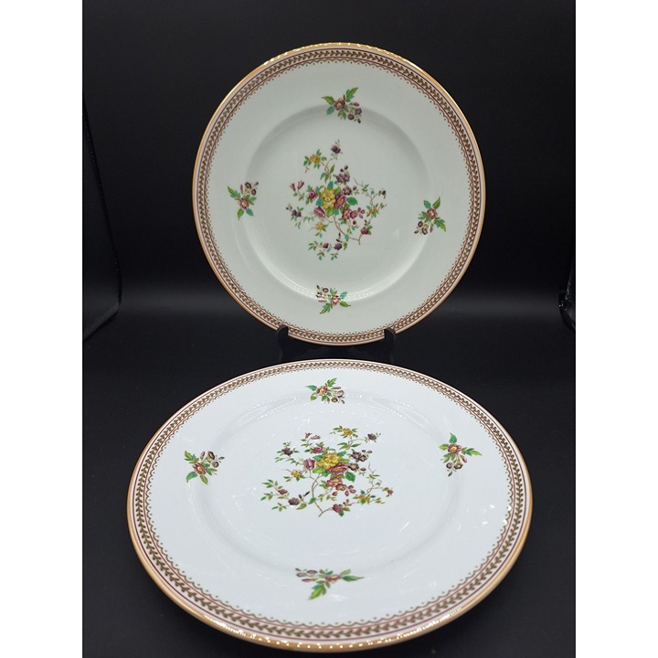*2* COPELAND SPODE GROSVENOR CHINA PORCELAIN DINNER PLATES GRESHAM PATTERN
