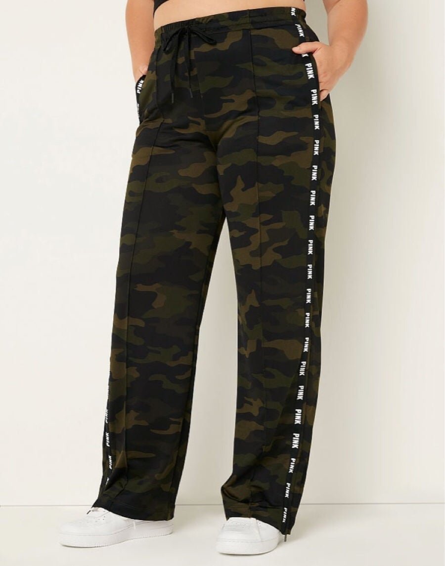 VS PINK Wide Leg Track Pants Camo Sz L