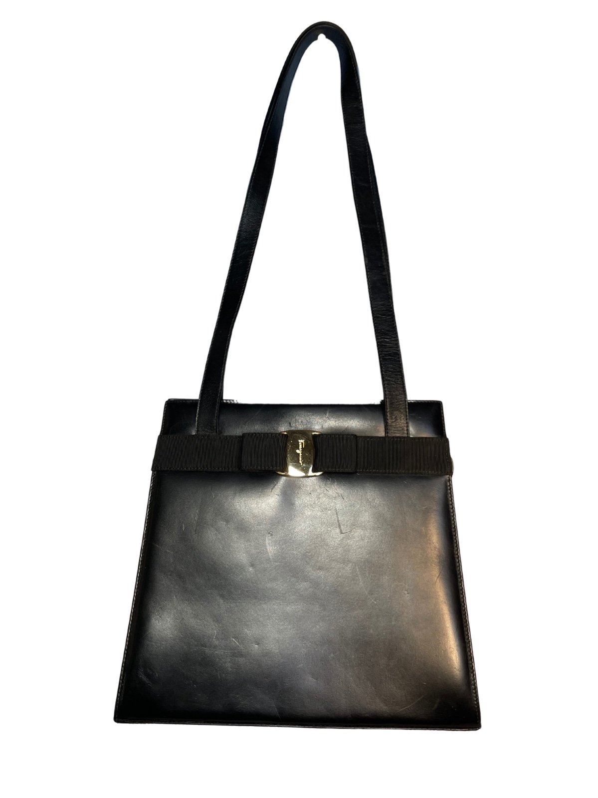 Salvatore Ferragamo Black Leather Shoulder Bag