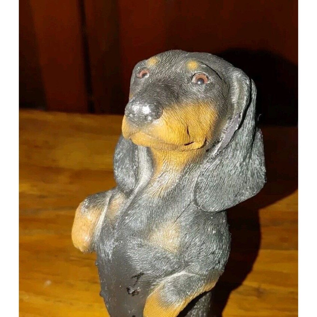 RARE SANDICAST 370 Dachshund 9.5 Black Brown by Sandra Brue Sitting Up SIGNED