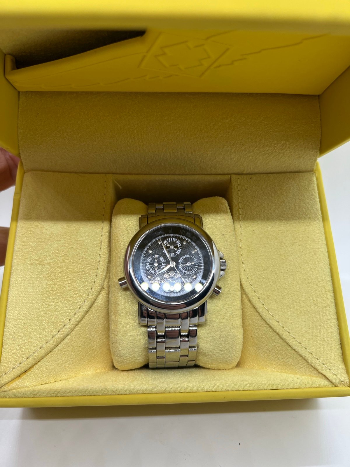 INVICTA Lunar Silver tone Dress Watch w/Sapphire Crystal& Swiss Movt. Model 3019