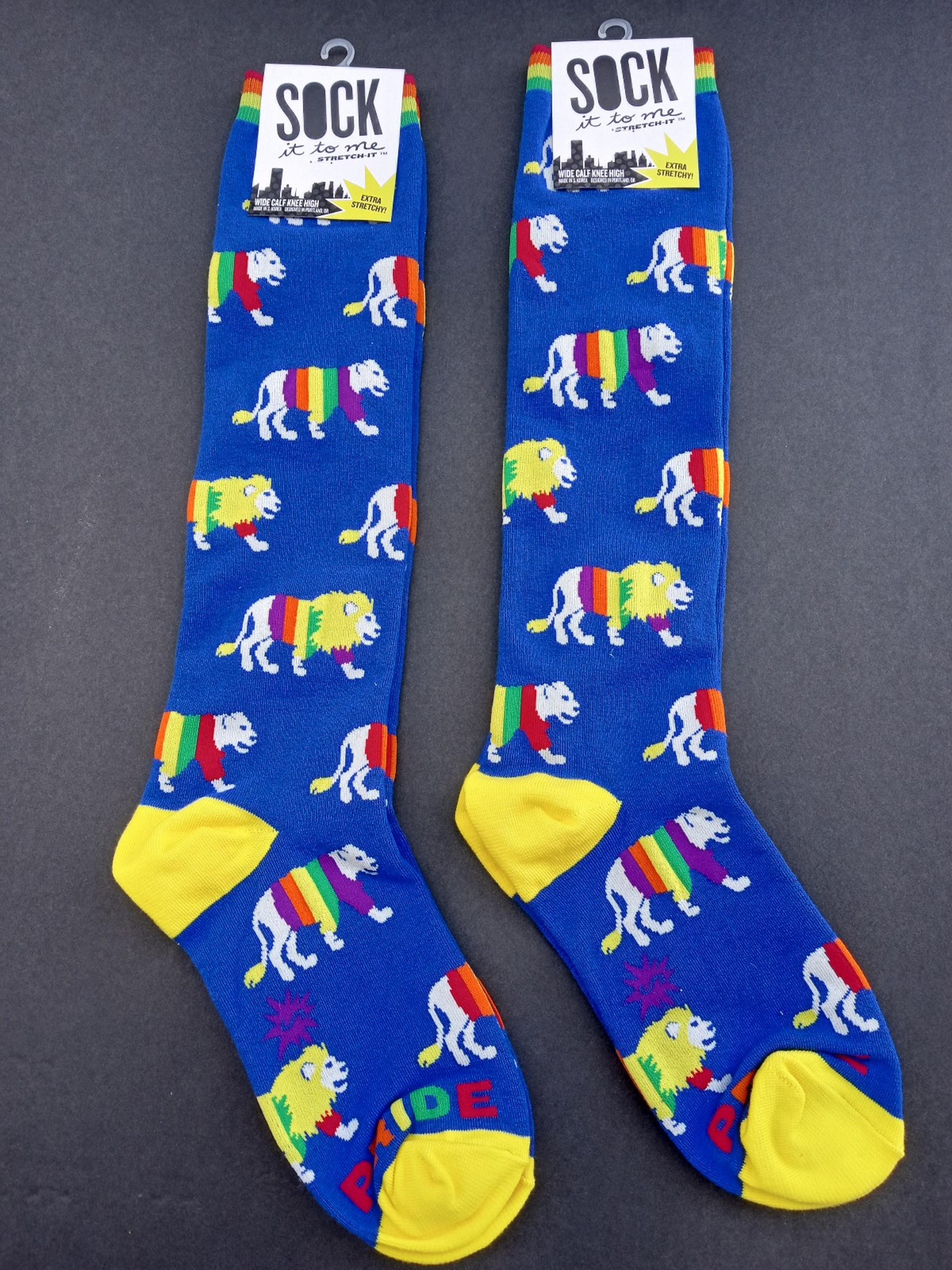 Sock it To Me Gay Pride Wide Calf Knee High 2 pair