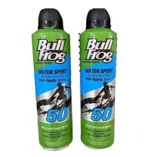 2x Bullfrog Water Sport SPF 50 Wet Apply Sunscreen Spray 6 oz