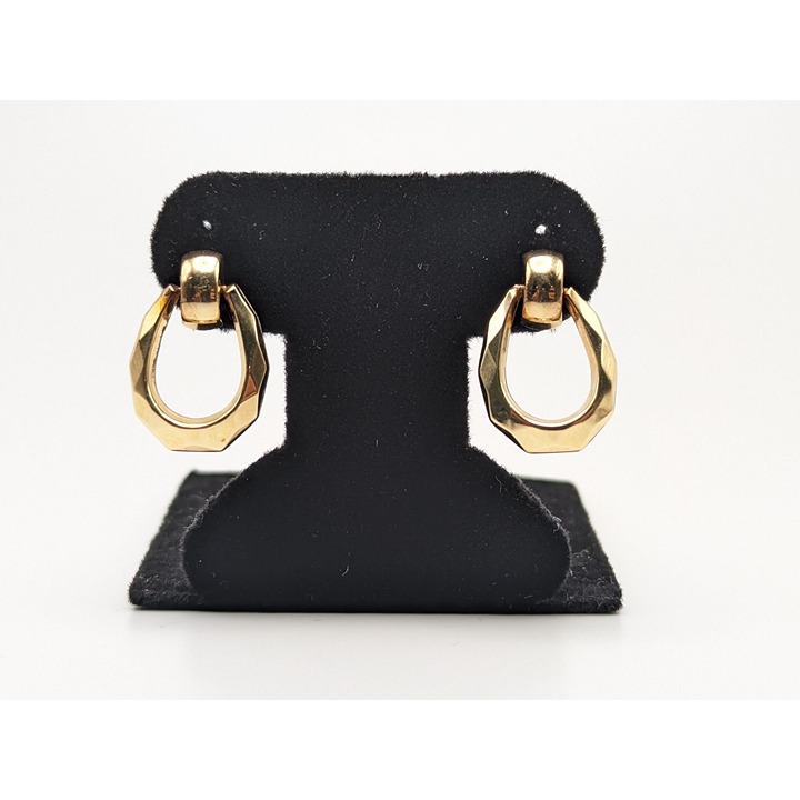 14k Gold Puff Hoop Earrings. Yellow Gold Shrimp Hoop Studs. Classic Gold Hoops.
