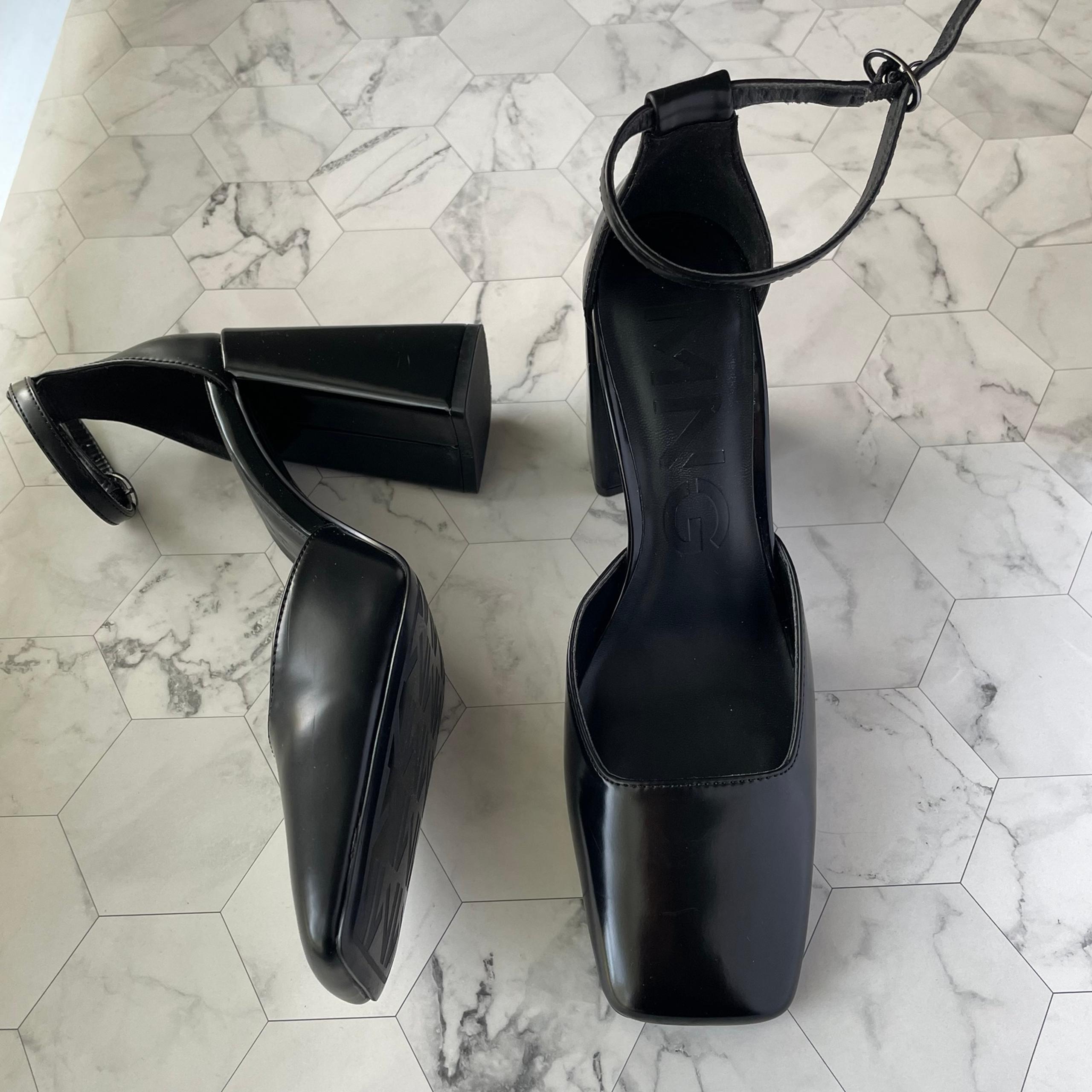 MANGO Ankle-cuff Heel Shoes size 7.5 (EU 38) Black