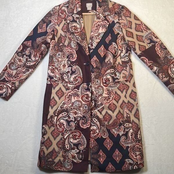 Chico’s paisley peacoat jacket-women’s size 4