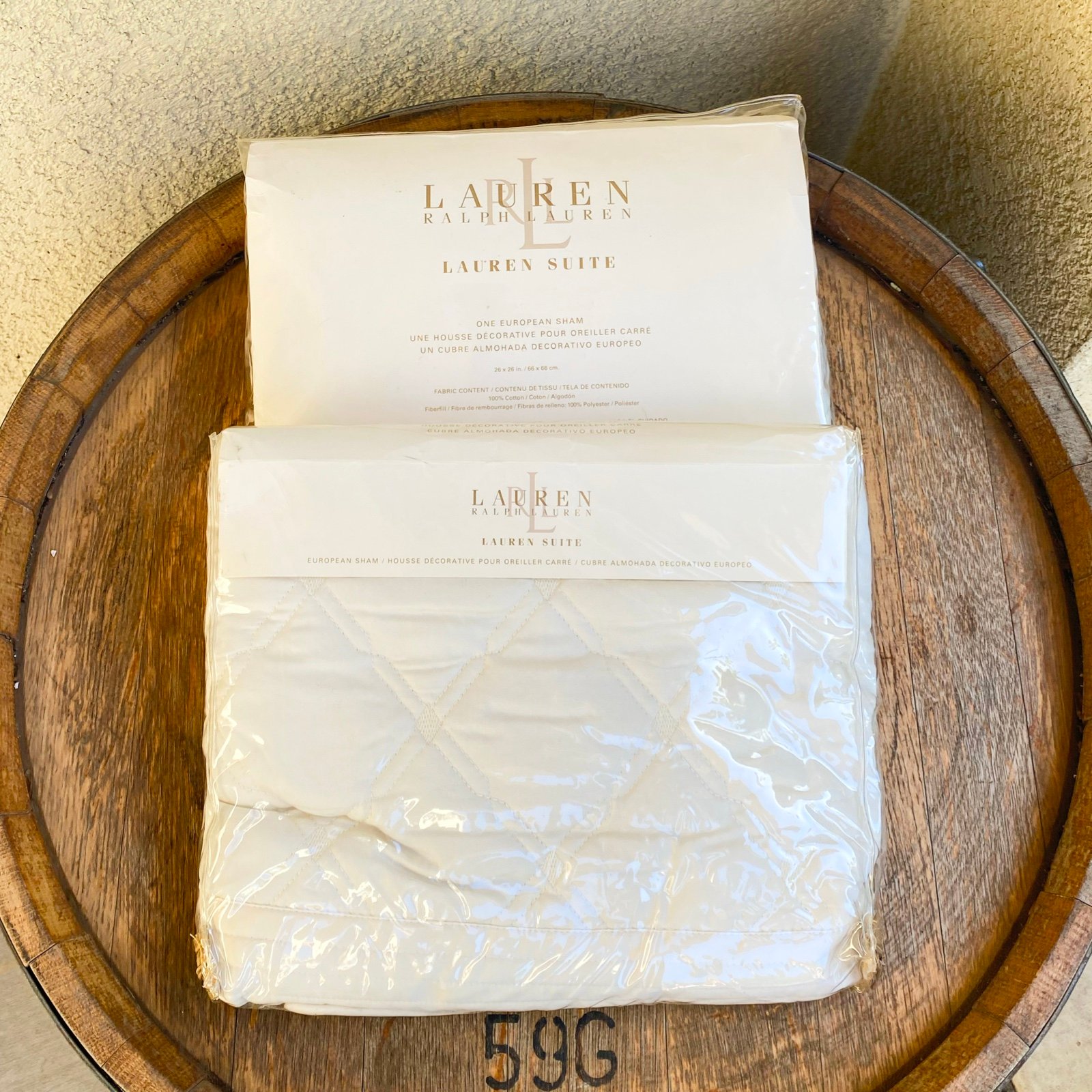 Ralph Lauren Suite Diamond Quilted Cream Standard European Shams Pair (2) 26x26