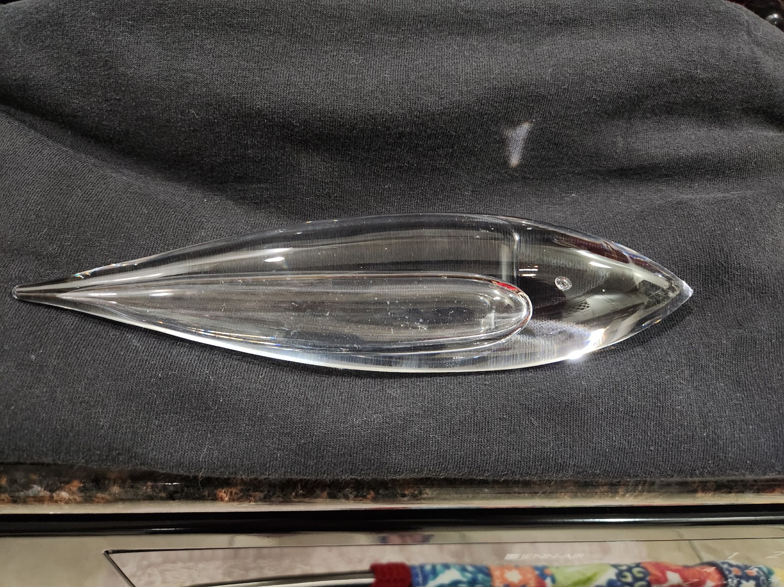 Vintage Kosta Boda Signed Blown Glass Whale Paperweight