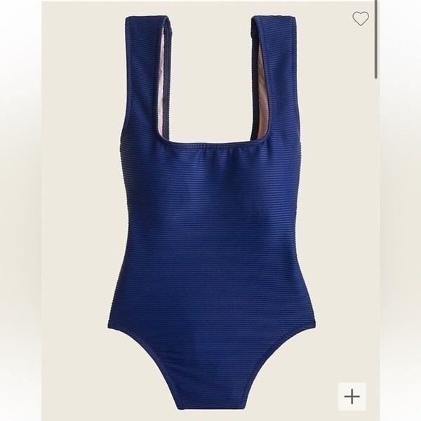 J Crew Rib square-neck one-piece Blue Sz 12