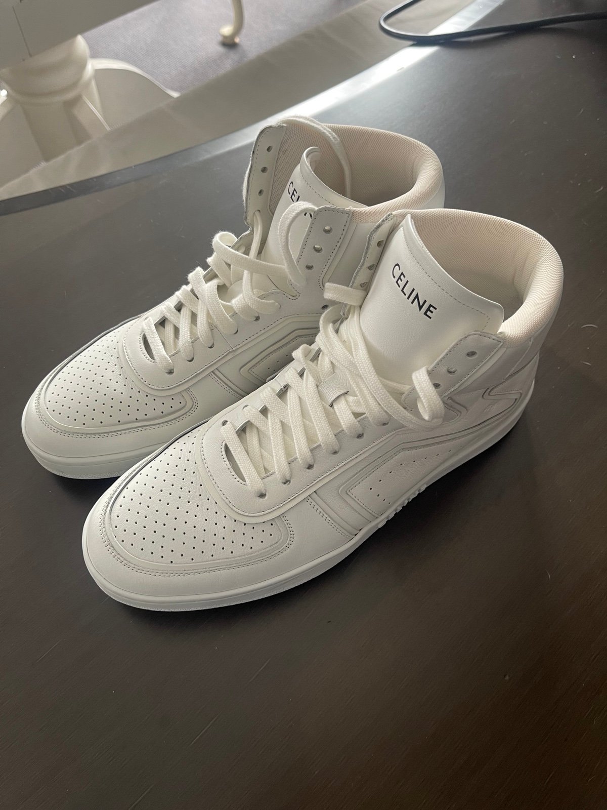 Celine Ct-01 “Z” Trainer High Top Sneaker In Calfskin Optic White