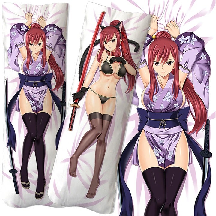 Erza Scarlet Fairy Tail Waifu Dakimakura Body Pillow Cover Case - 2 Way Tricot