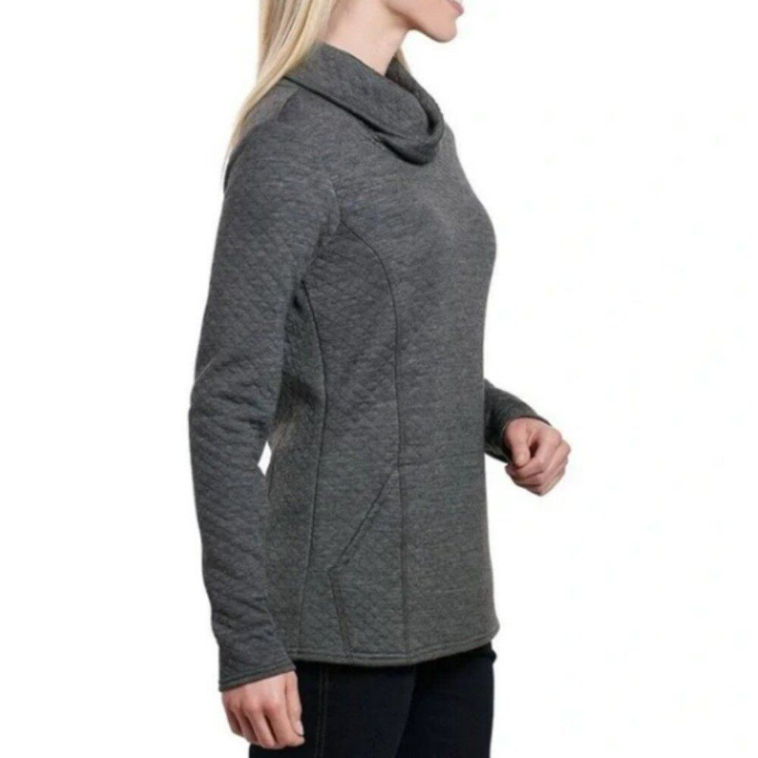 Kuhl Athena Pullover Cowl Neck Sweater Charcoal Grey Size Small