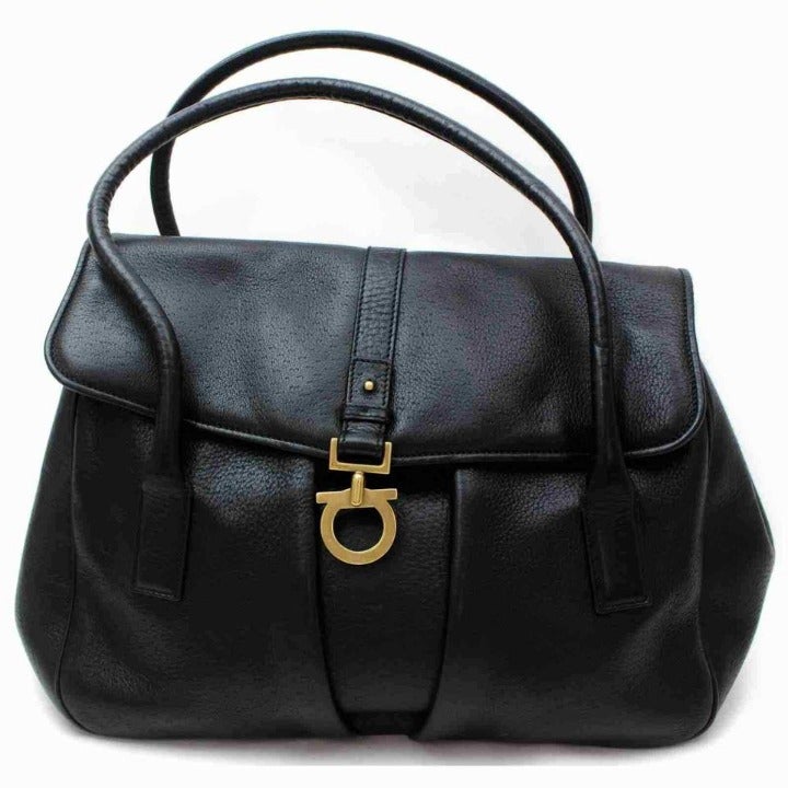 Salvatore Ferragamo Black Leather Gancin
