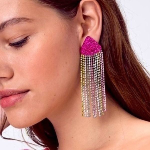 For Love and Lemons Earrings Azalea Crystal in Neon NEW MSRP 158
