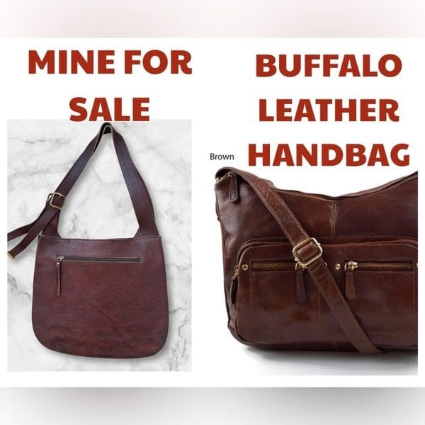 BUFFALO LEATHER HANDBAG MADE AND PURCHASED IN INDIA MAHOGANY COLOR BRAND NEW