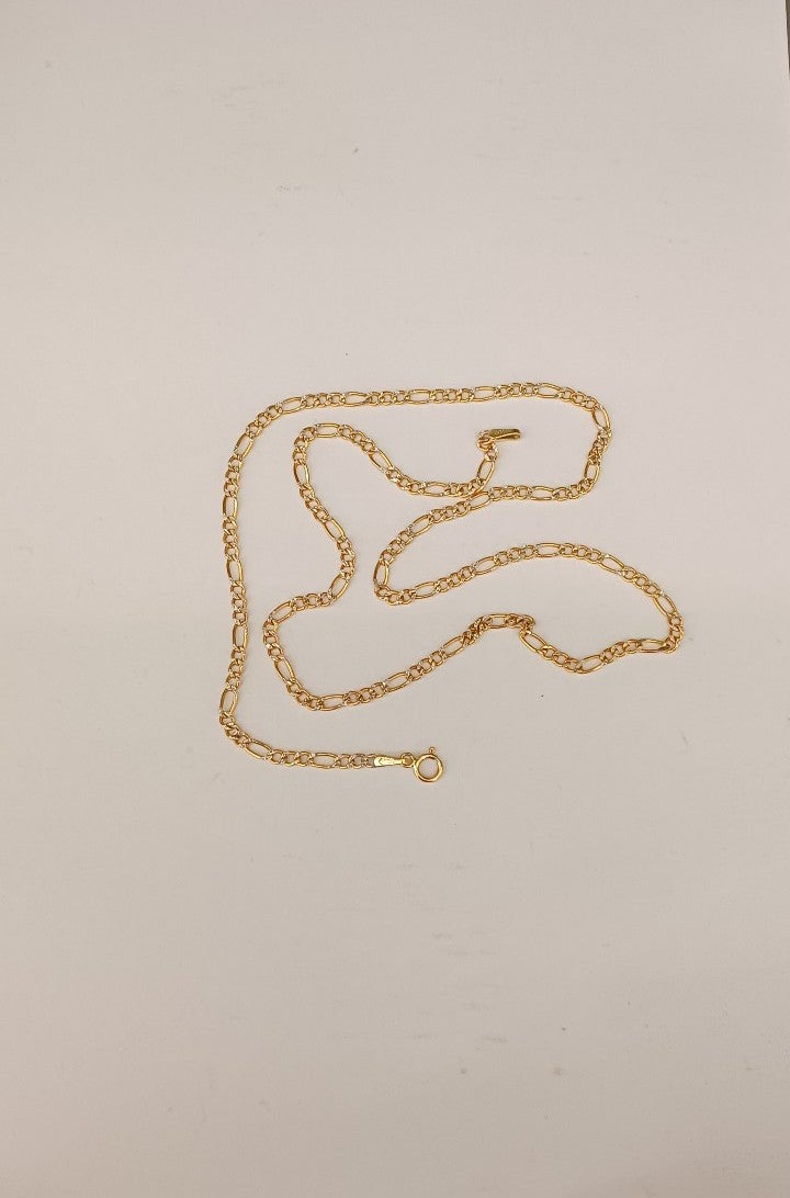 14kt real gold figaro daimond cut chain size 18 inches