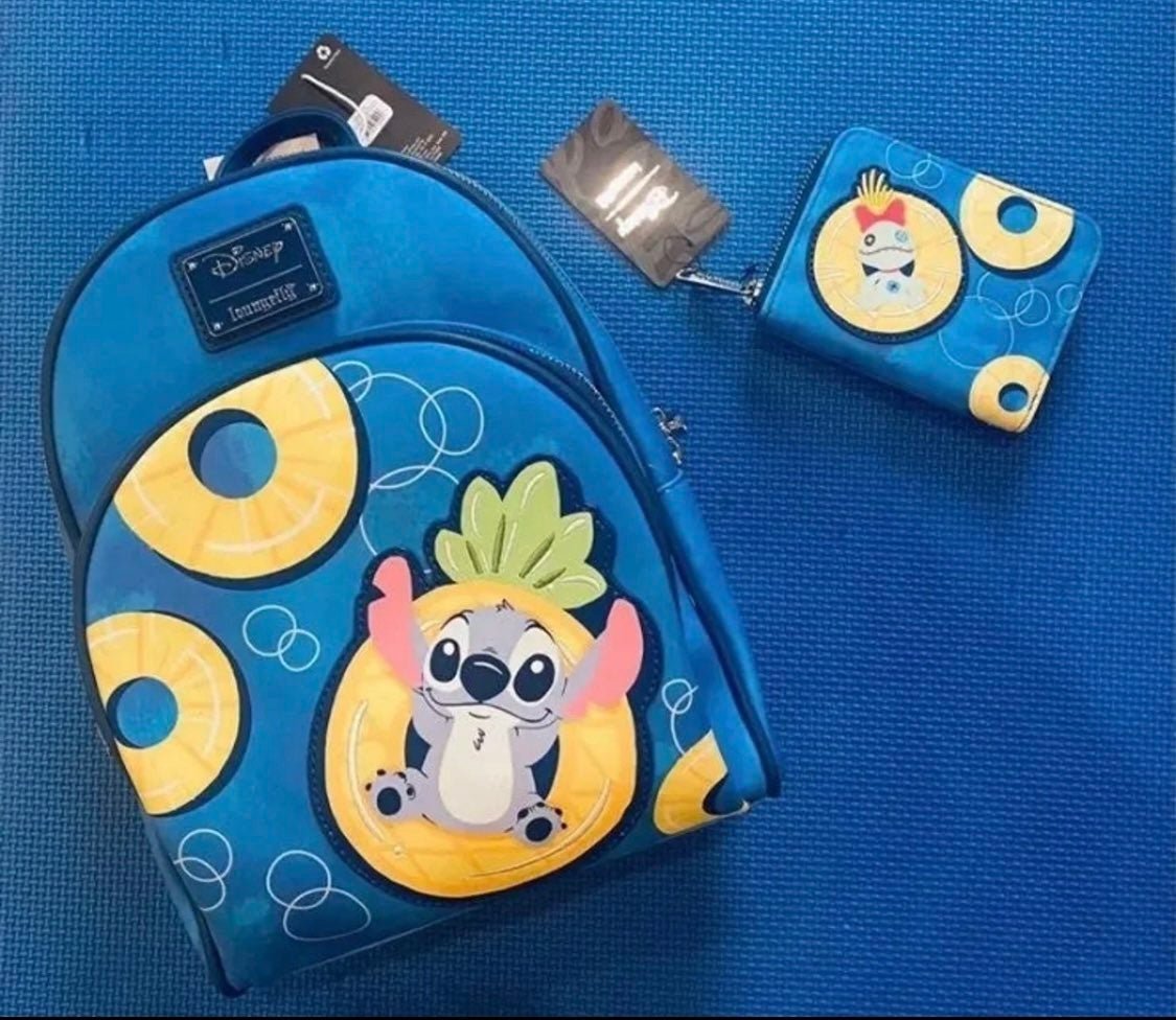Loungefly Disney Stitch Pineapple Float Mini Backpack and Matching Wallet - NWTs