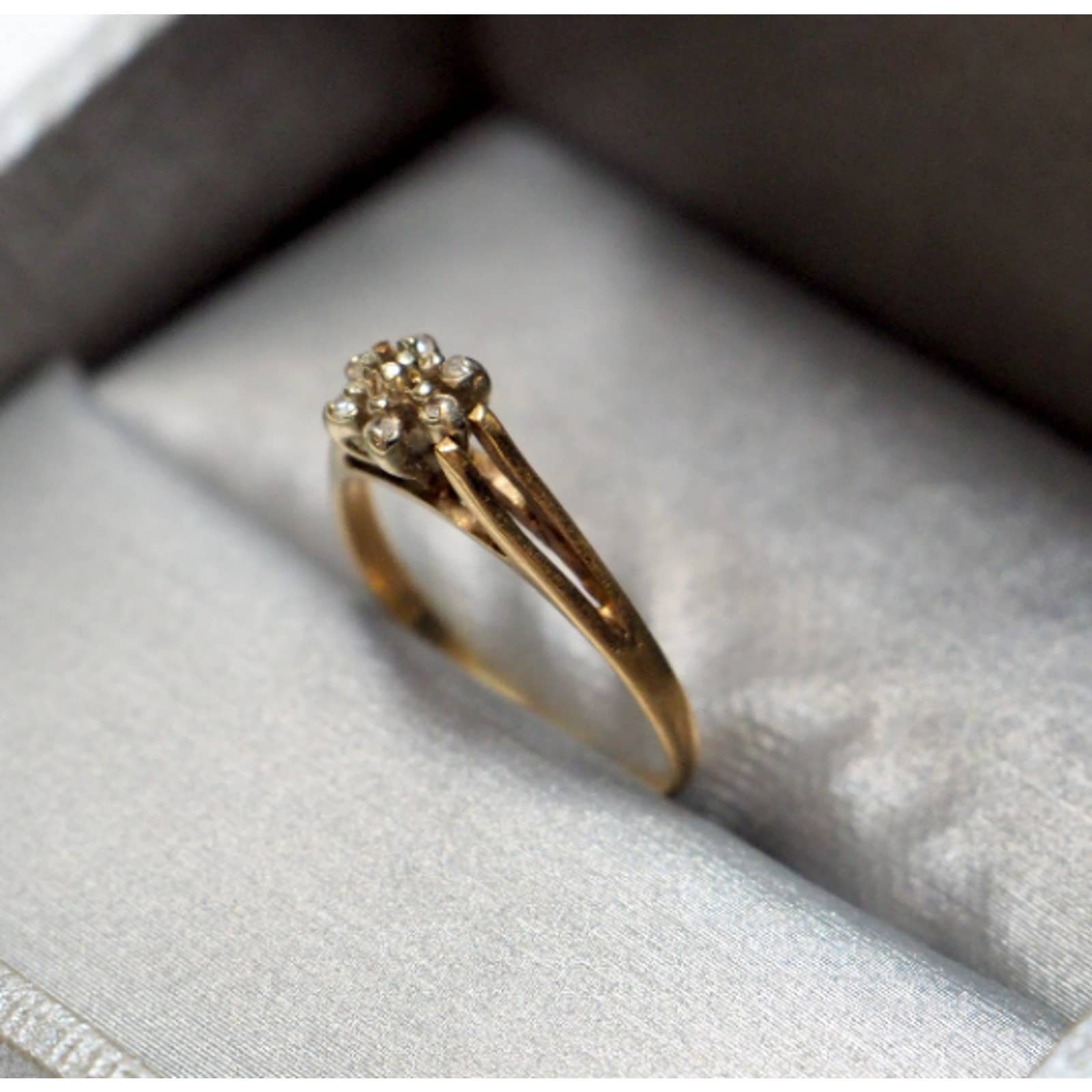 Antique 14k Gold Diamond Cluster Wedding Ring Size 4