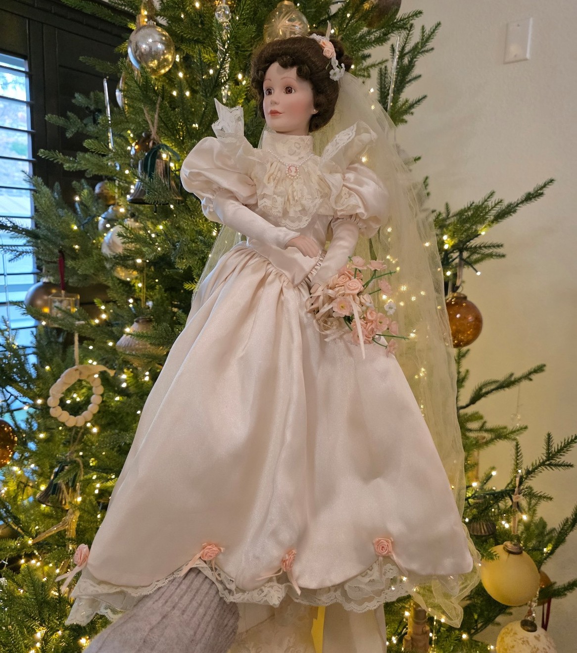 Artist-Signed Porcelain Bride Doll/ Victorian Wedding Gown – Signed “Suet”