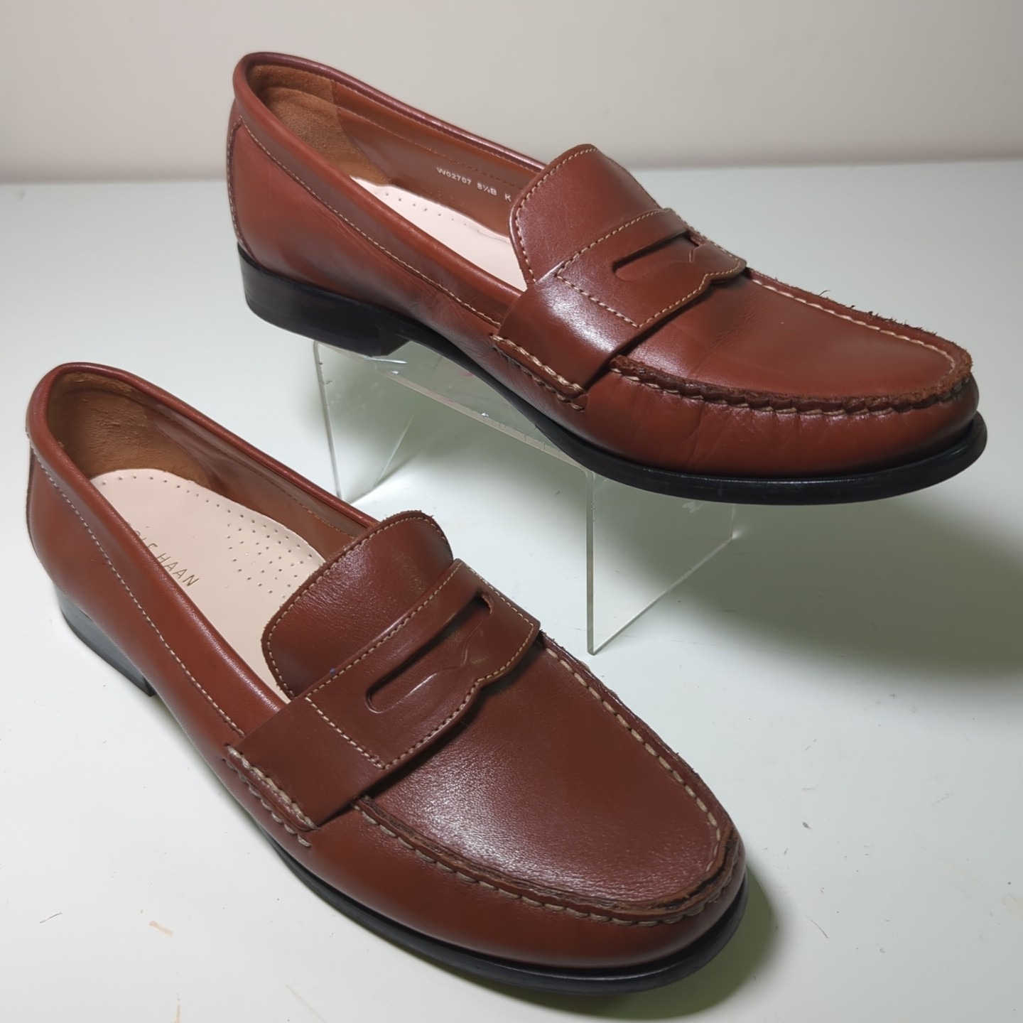 New Cole Haan Women's Leather Slip On Penny Loafers Brown 8.5 Fits Like a 7.5