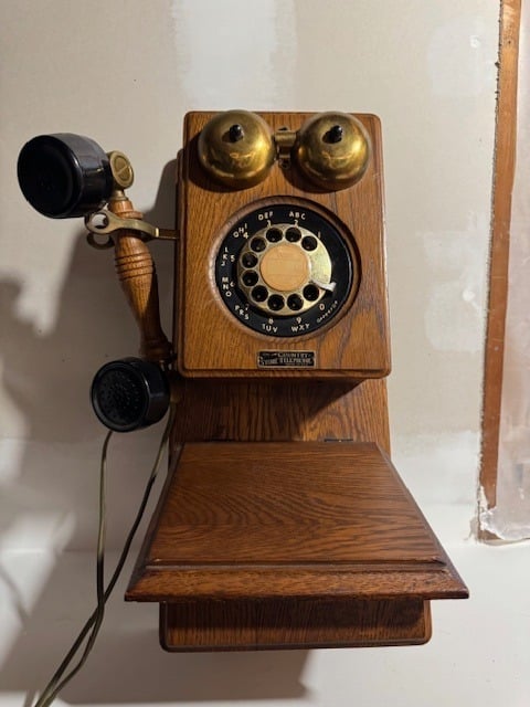 The Country Store Wooden Rotary Phone – 1927 Thomas Replica w/ Note Box