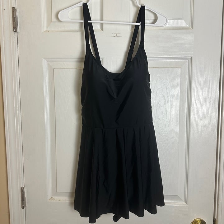 Torrid Black Wireless Short Lattice Side Dress With Brief Swim Suit Women 2X