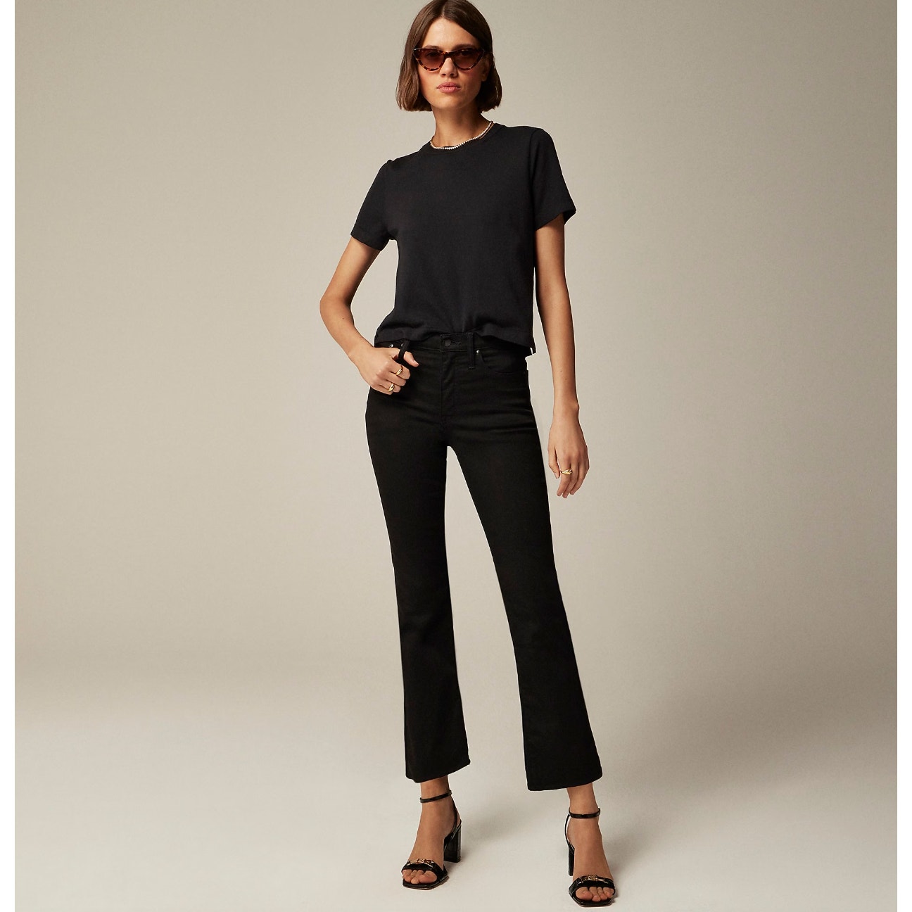J. Crew Mid Rise Cropped Kickout Jean 2003 Super Stretch True Black US 31 NWT