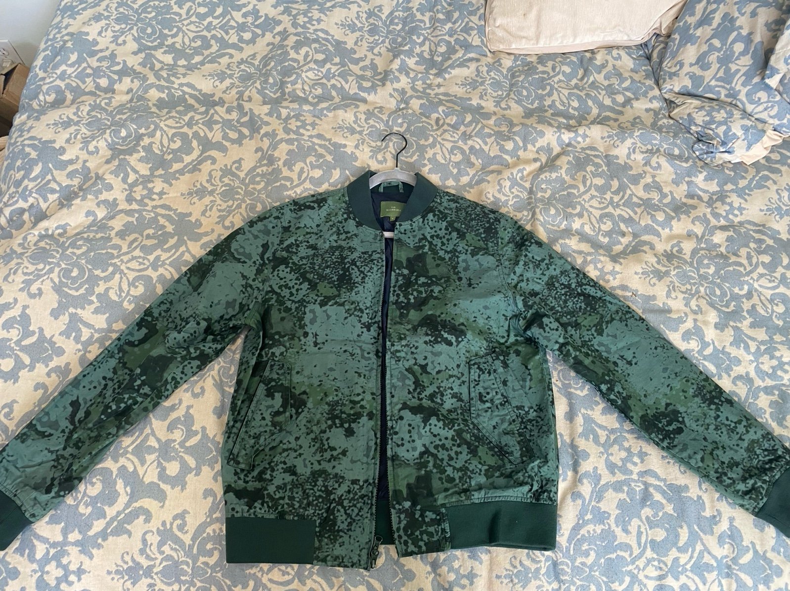Sid Mashburn Waxed Cotton Green Camo Bomber Jacket
