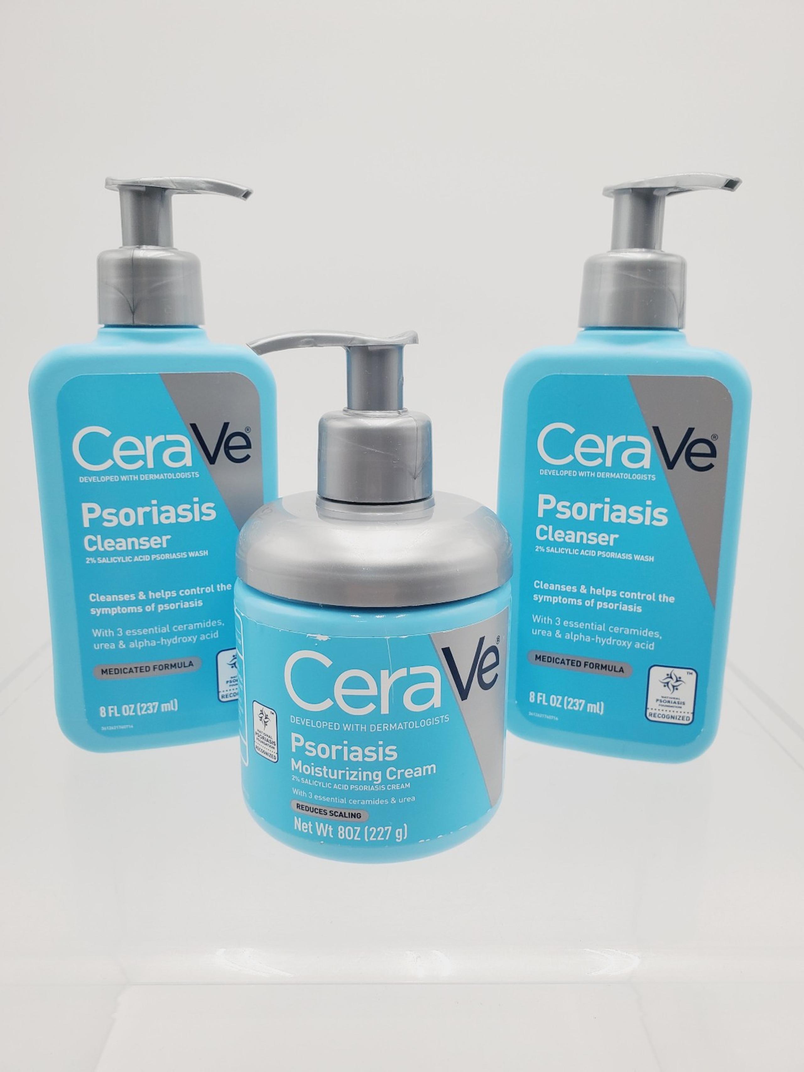 Lot of 2 CeraVe Psoriasis Cleanser 8 oz Moisturizer Cream 8oz 75% Partial