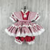 Vintage Lace Full Circle Pinafore Dress Bloomer Set Red Stripe Holiday Twirl