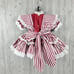 Vintage Lace Full Circle Pinafore Dress Bloomer Set Red Stripe Holiday Twirl