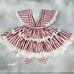 Vintage Lace Full Circle Pinafore Dress Bloomer Set Red Stripe Holiday Twirl