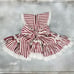 Vintage Lace Full Circle Pinafore Dress Bloomer Set Red Stripe Holiday Twirl