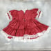 Vintage Lace Full Circle Pinafore Dress Bloomer Set Red Stripe Holiday Twirl